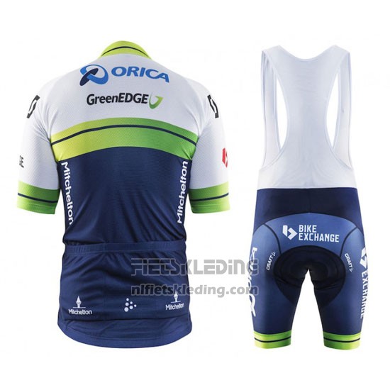 2016 Fietskleding Orica GreenEDGE Wit en Blauw Korte Mouwen en Koersbroek